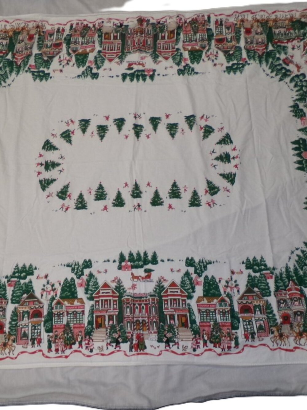 Vintage WC Designs Christmas Holiday Village Tablecloth Rectangular 60" x 78"